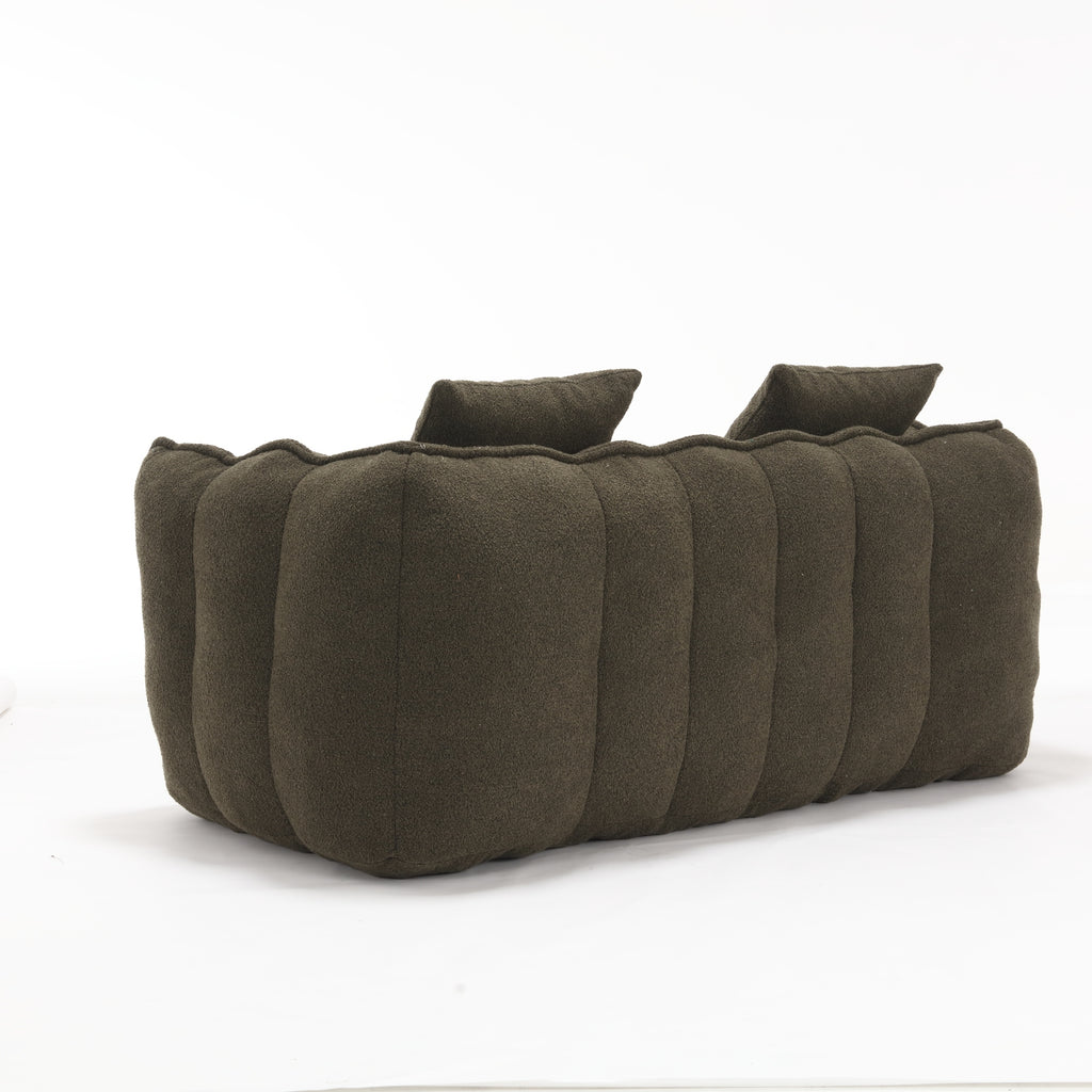 Olive green bean bag lounge chair — close-up