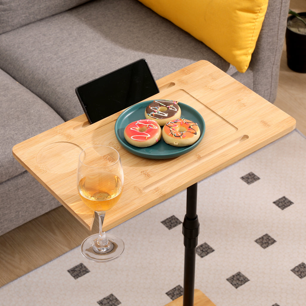 Modern bamboo side table for TV snacks and drinks