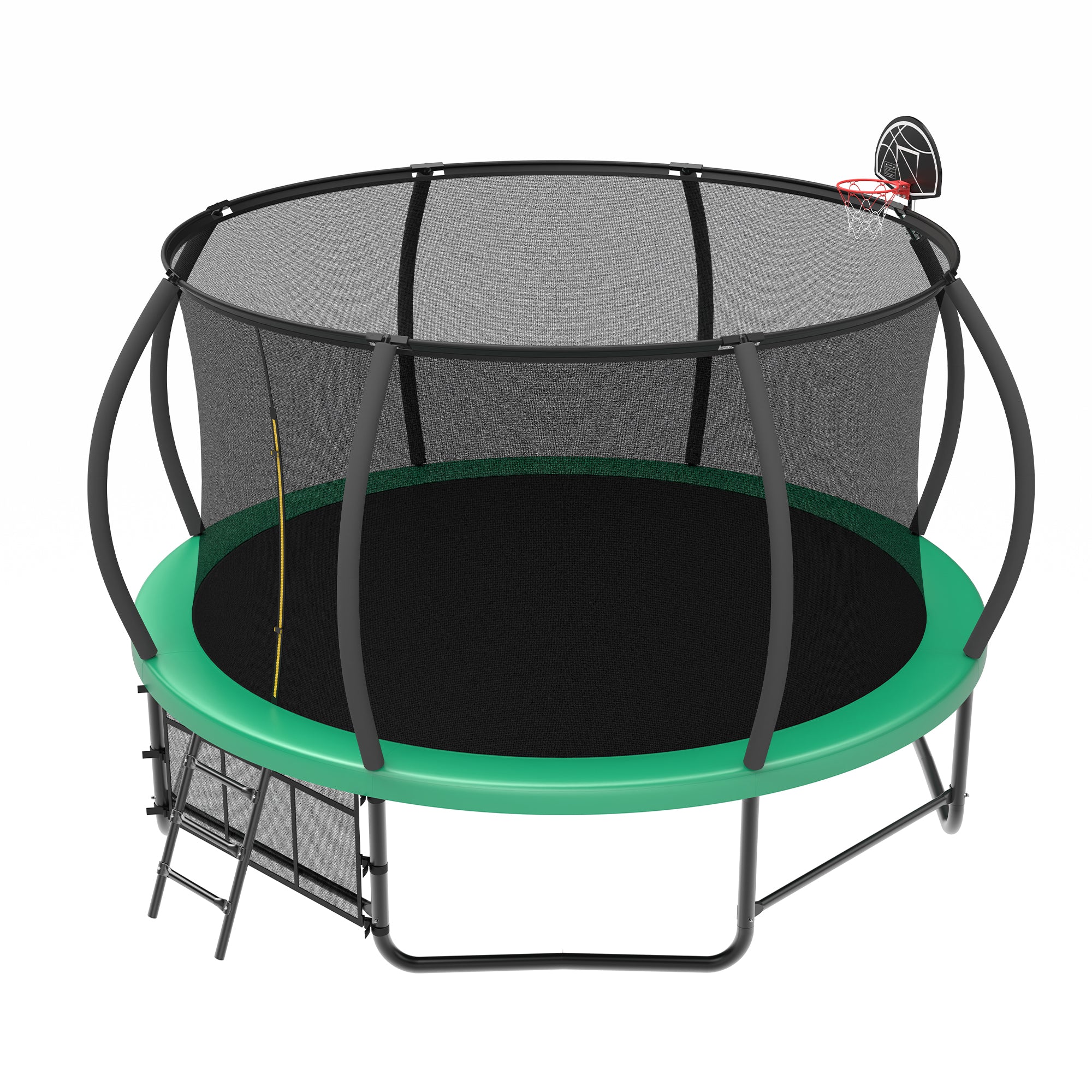 14 ft green trampoline with 3-step galvanized steel ladder