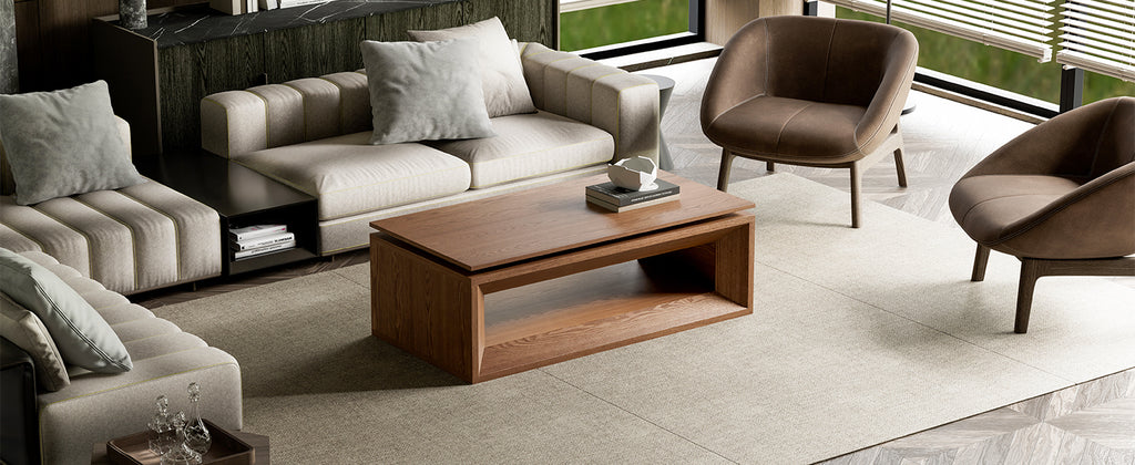 Compact 43 inch lift-top table apartment living room placement