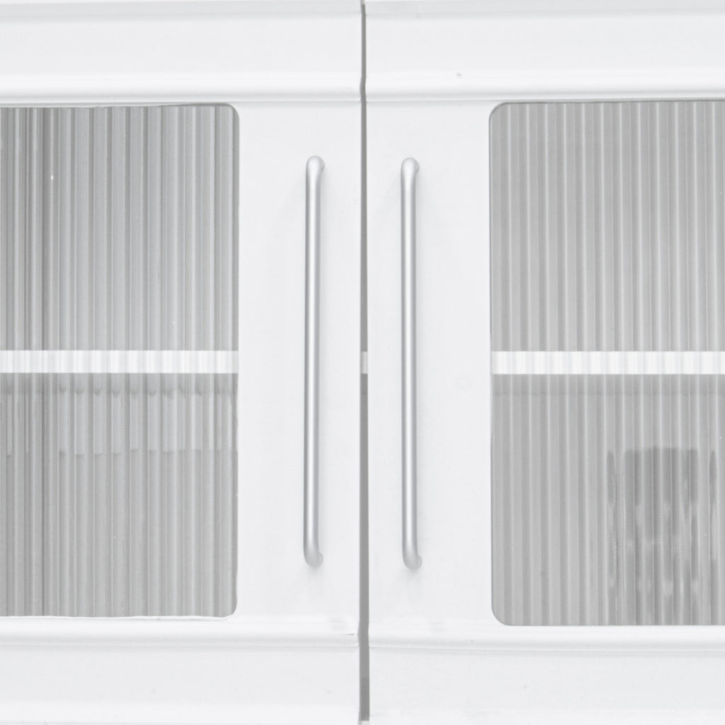 Wall unit with four bottom drawers and upper cabinets