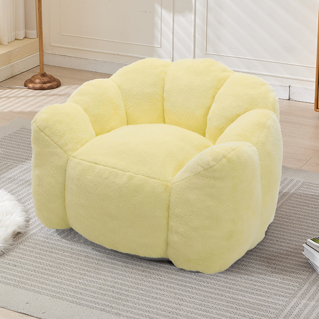 Yellow faux fur upholstery close-up