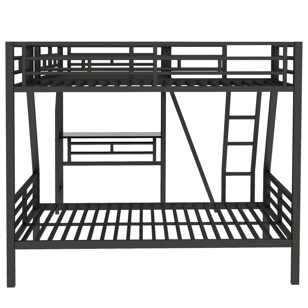Twin loft bunk bed with built-in desk and ladder — side view