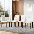 4-pack white PU dining chairs: ergonomic buckle backrest, 35 inches high, black metal legs,Combines Comfort and Texture.Perfectly suitable for family dining rooms, hotel banquet halls,etc.W1151P295718
