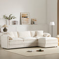 [NEW SKU of N723S0687W]103' Chenille Modular Sectional Sofa with Deep and Wide Seat, L Shaped Cloud Couch Set with Double Cushions, 4 Seat Sofa with Movable Ottoman, Oversized Indoor Furniture