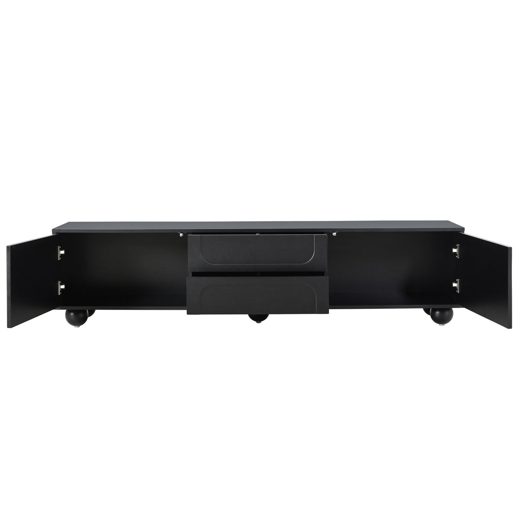 Black media console tabletop for media devices