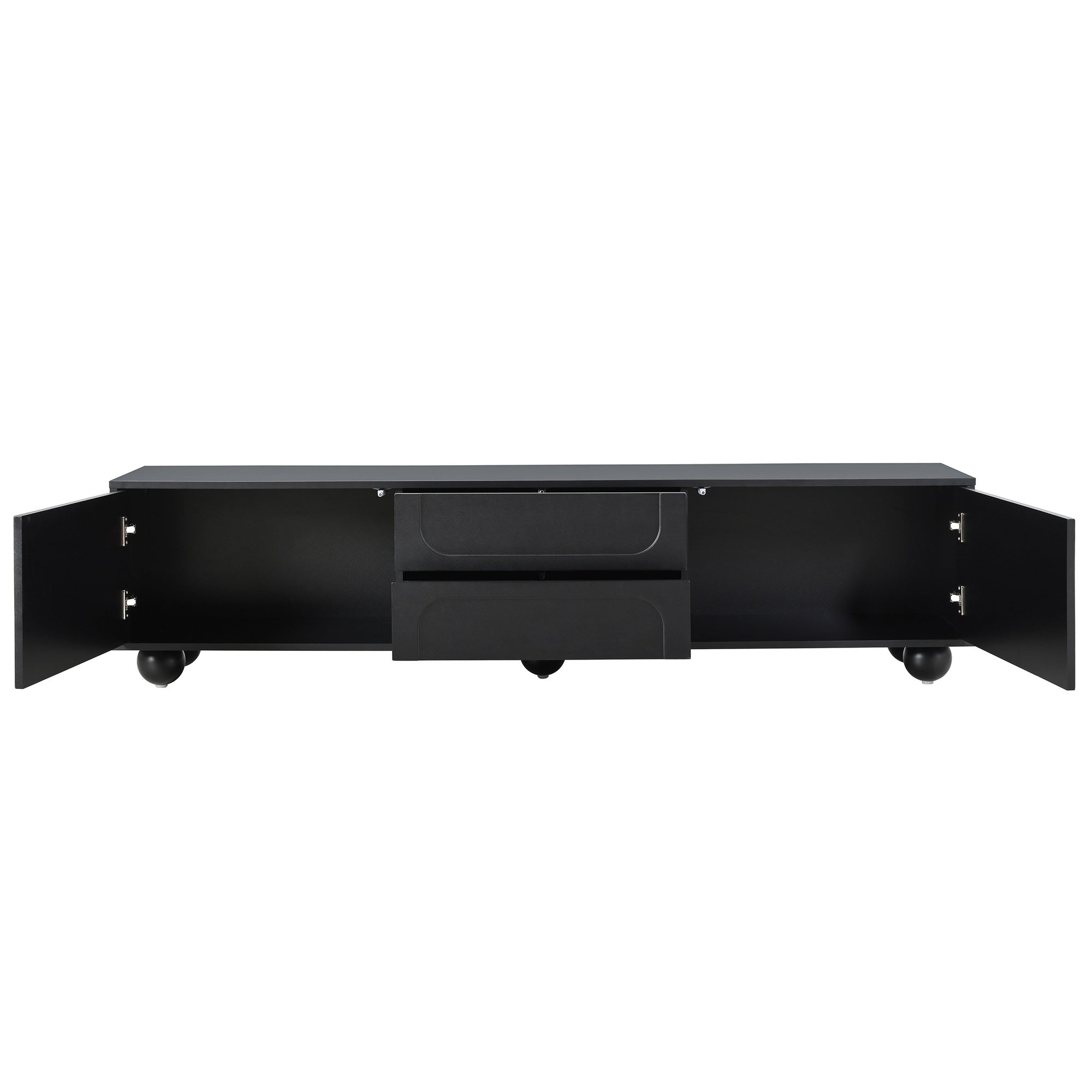 Black media console tabletop for media devices