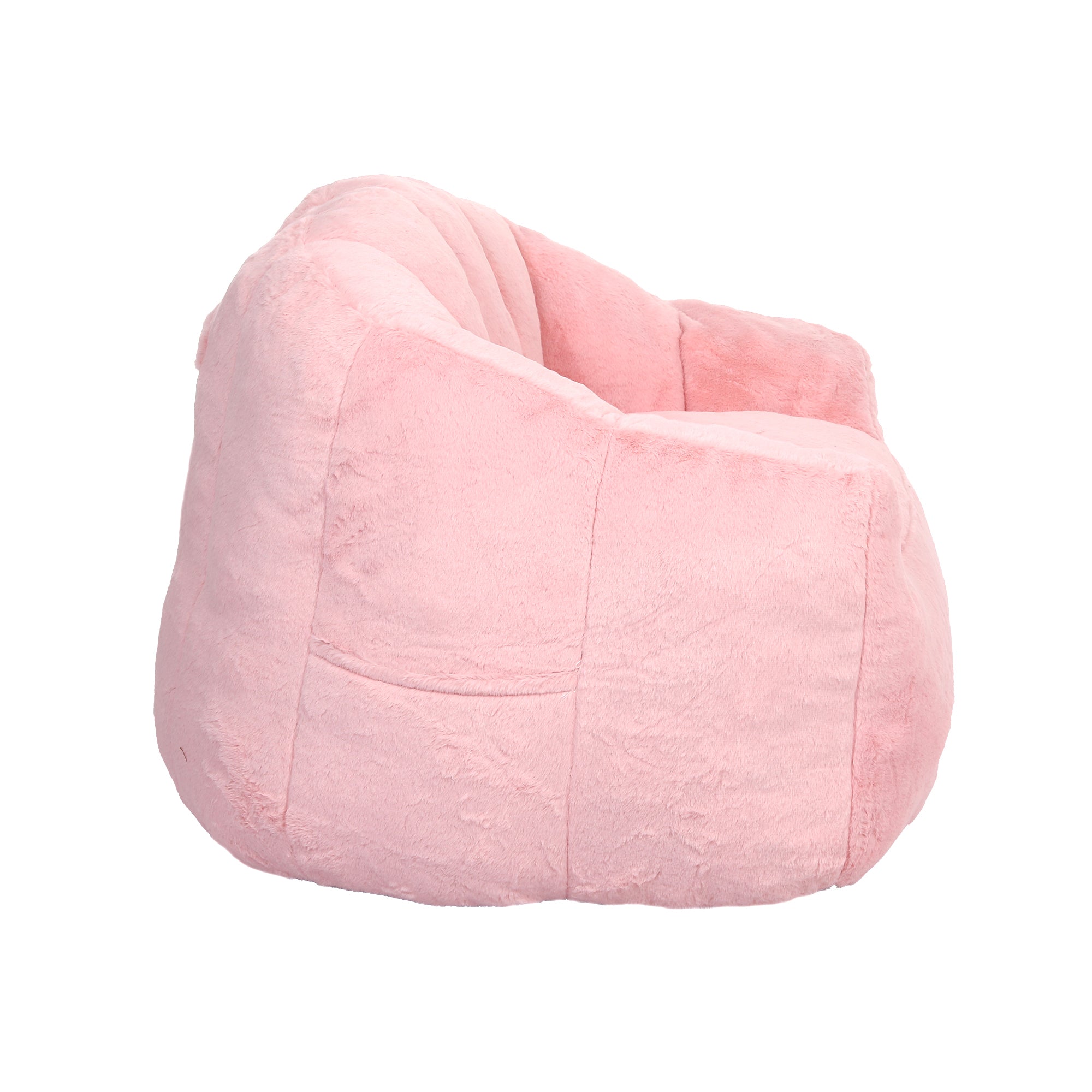 Pink bean bag sofa chair back view