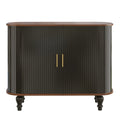 39' Fluted Liquor & Coffee Bar Cabinet with 6 Wine Racks and 3 Glass Holders, Mid-Century Modern Bar Cabinet with A Large Storage Drawer ,4 Hidden Storage Space on the Side , Black