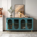 Navy blue Gaussian glass TV stand with four doors — front view