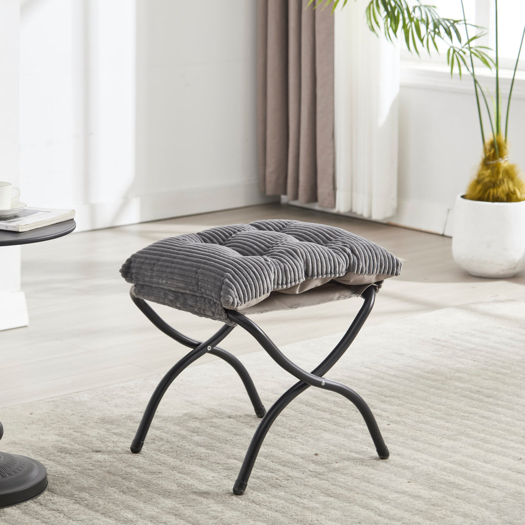 Gray foldable ottoman with lazy lounge chair