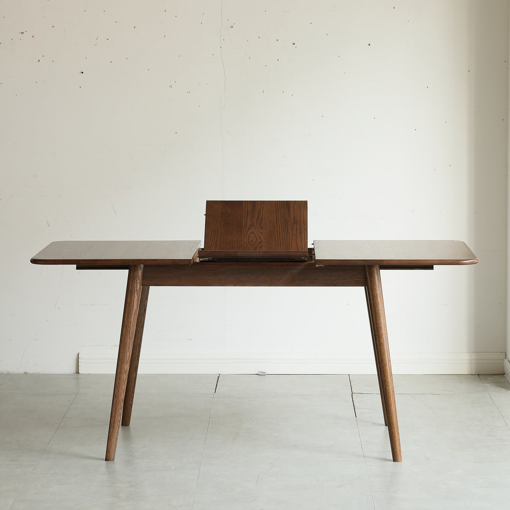 Walnut dining table extended length configuration