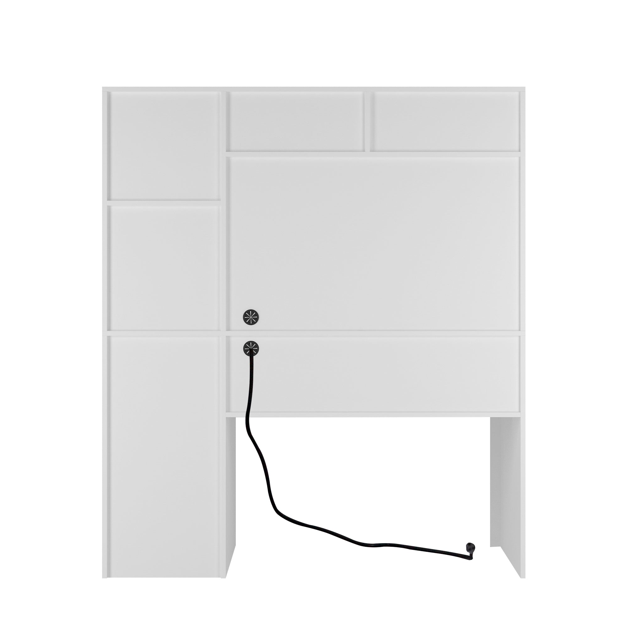 White desk hutch cabinet storage for books and supplies