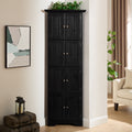 4-Tier 72' Corner Kitchen Pantry Storage Cabinet with 8 Doors Tall Storage Cabinet, Corner Cabinet and Shelves, Home farmhouse bookshelf Cabinet for Bathroom, Living room, Kitchen BLK