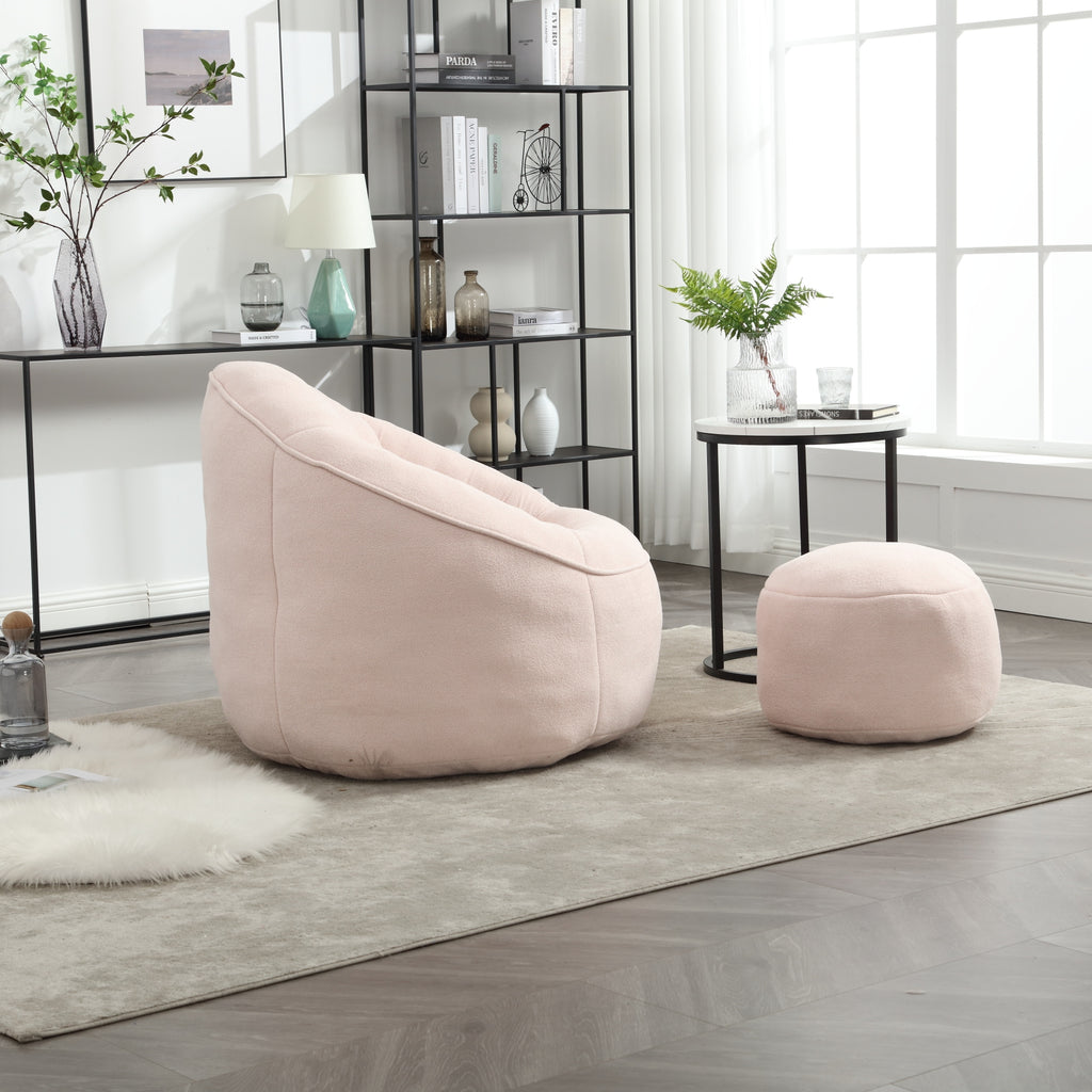 High-pressure foam bean bag chair and footrest — side profile