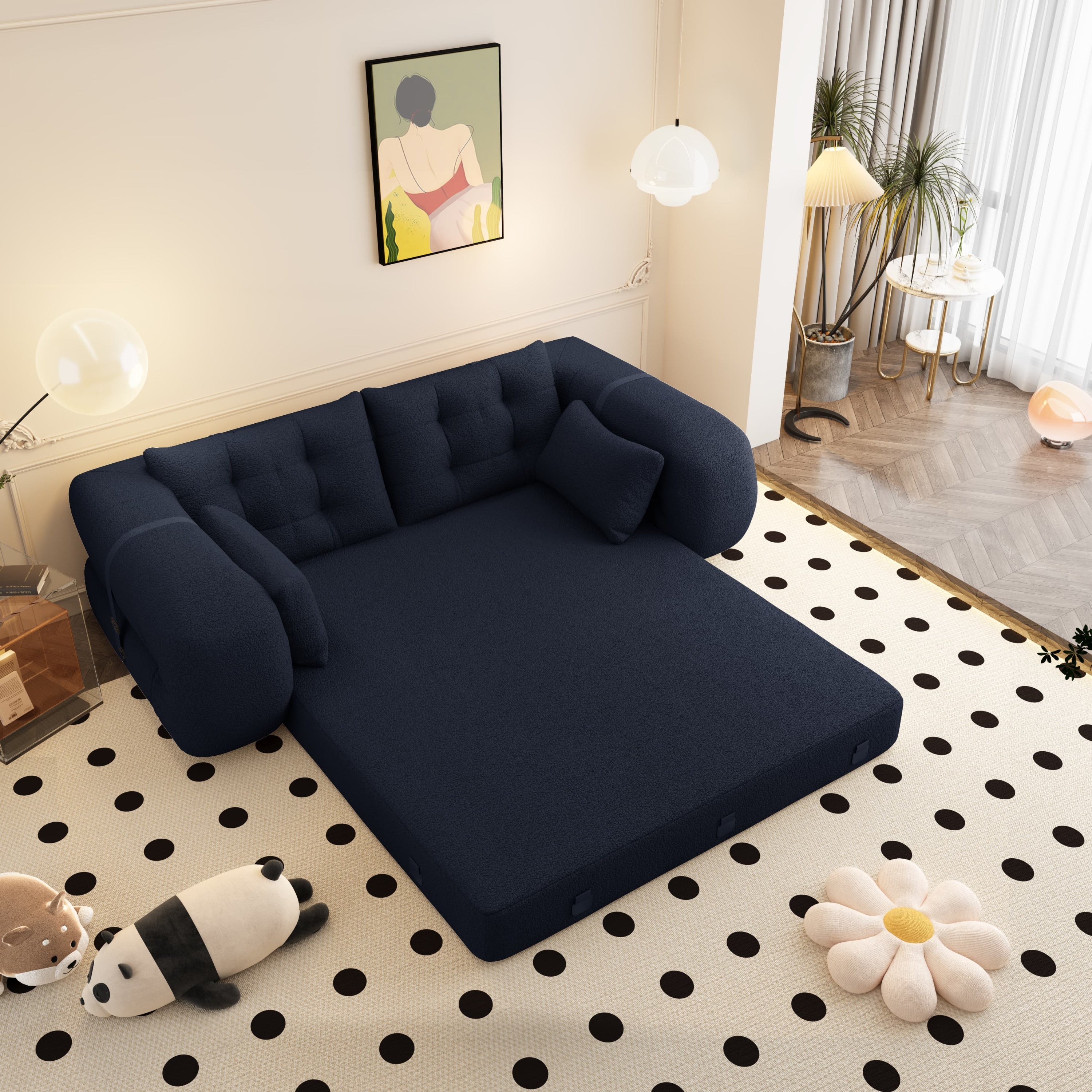 3-in-1 convertible floor couch in living room setting