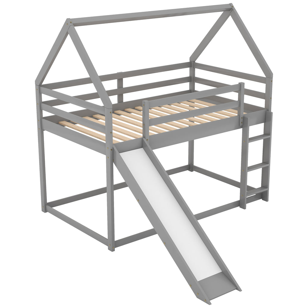 House-shape bunk bed slat platform — no box spring