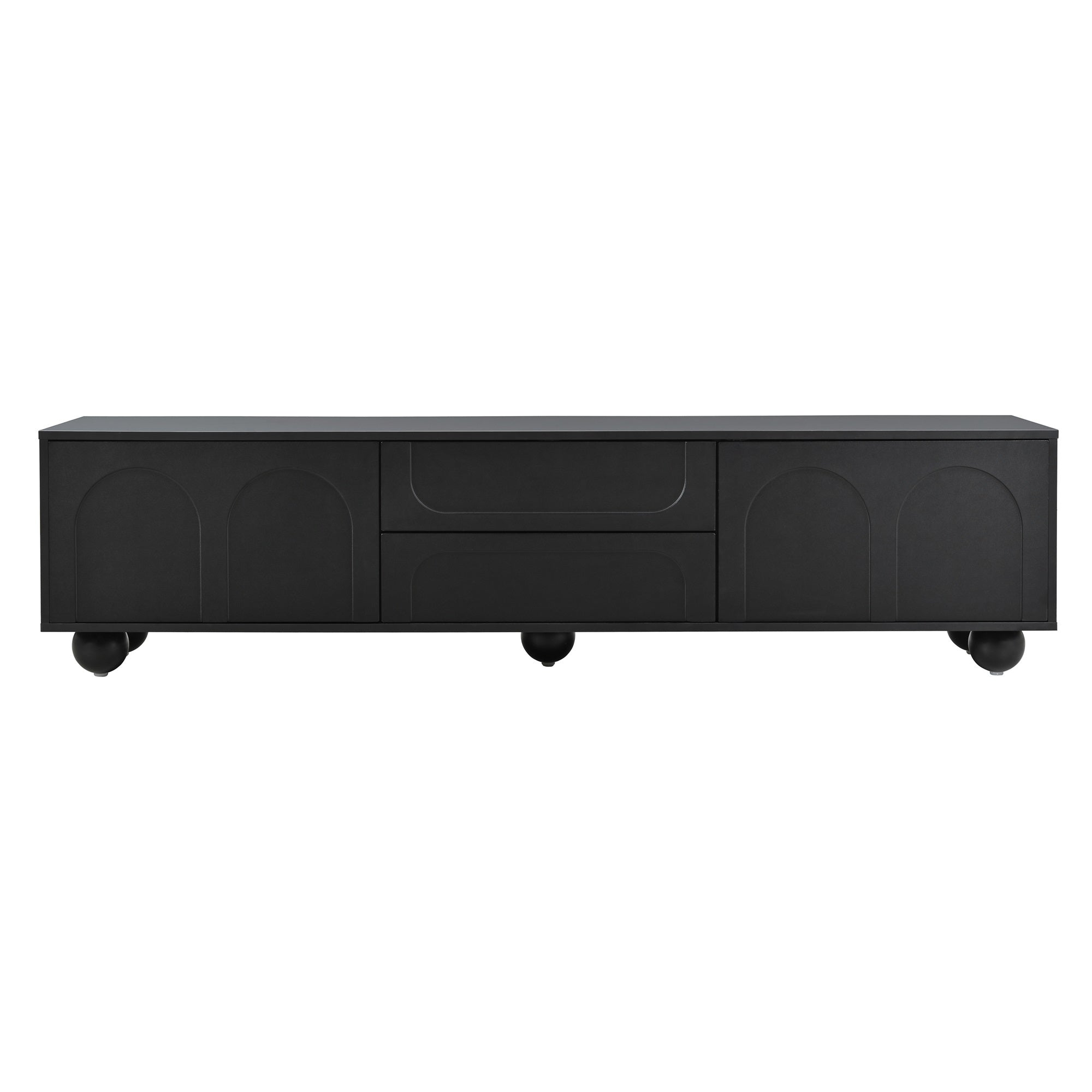 Living room black TV stand side profile