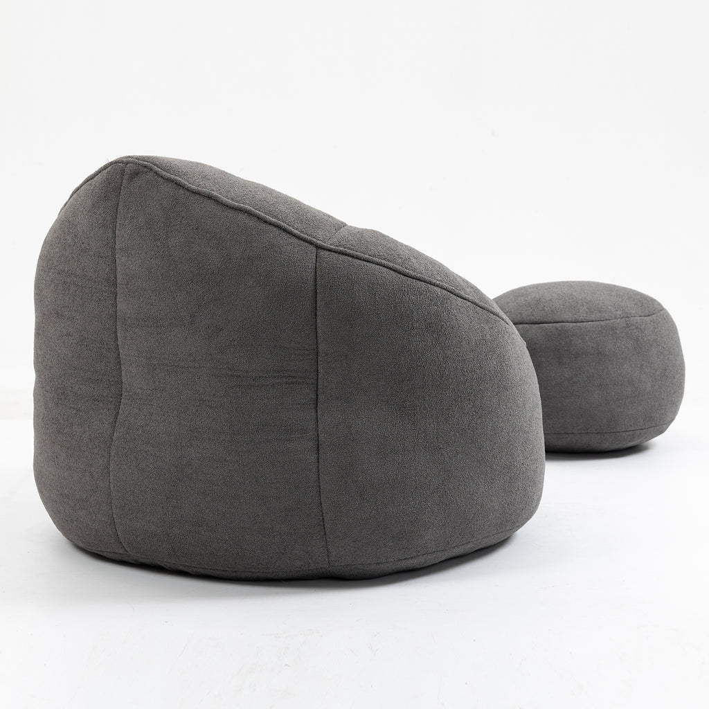 Grey microfiber bean bag chair top-down view