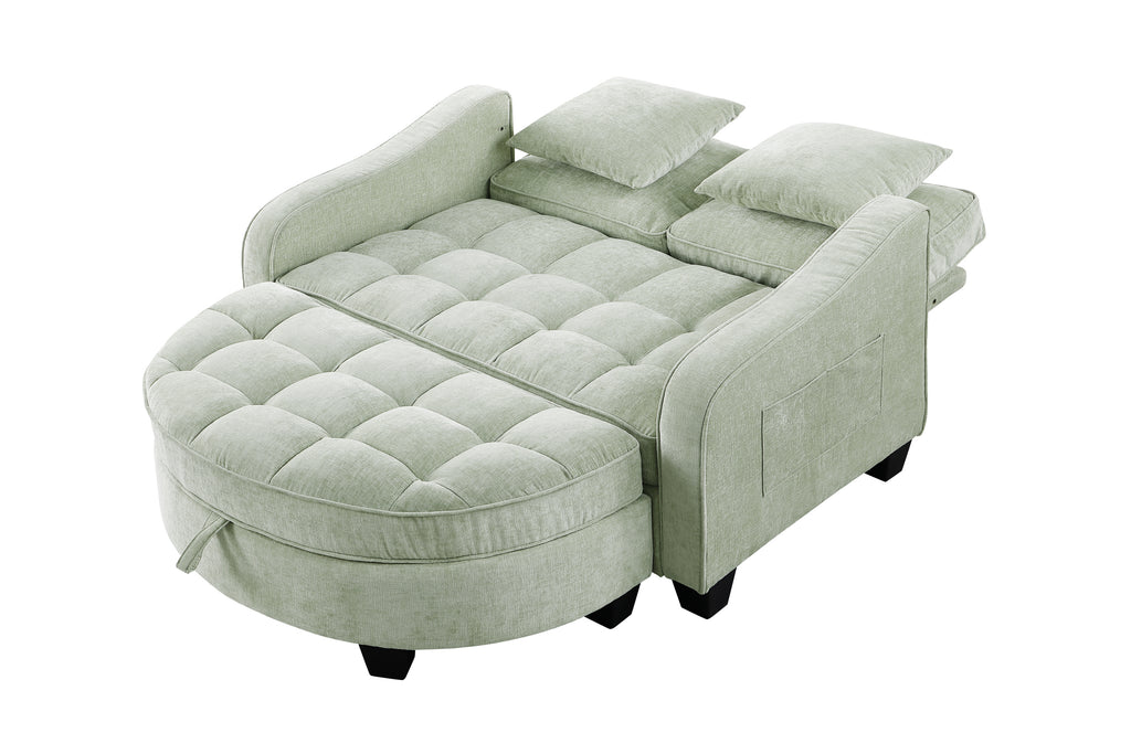 Cyan sofa chaise three-quarter view with footrest