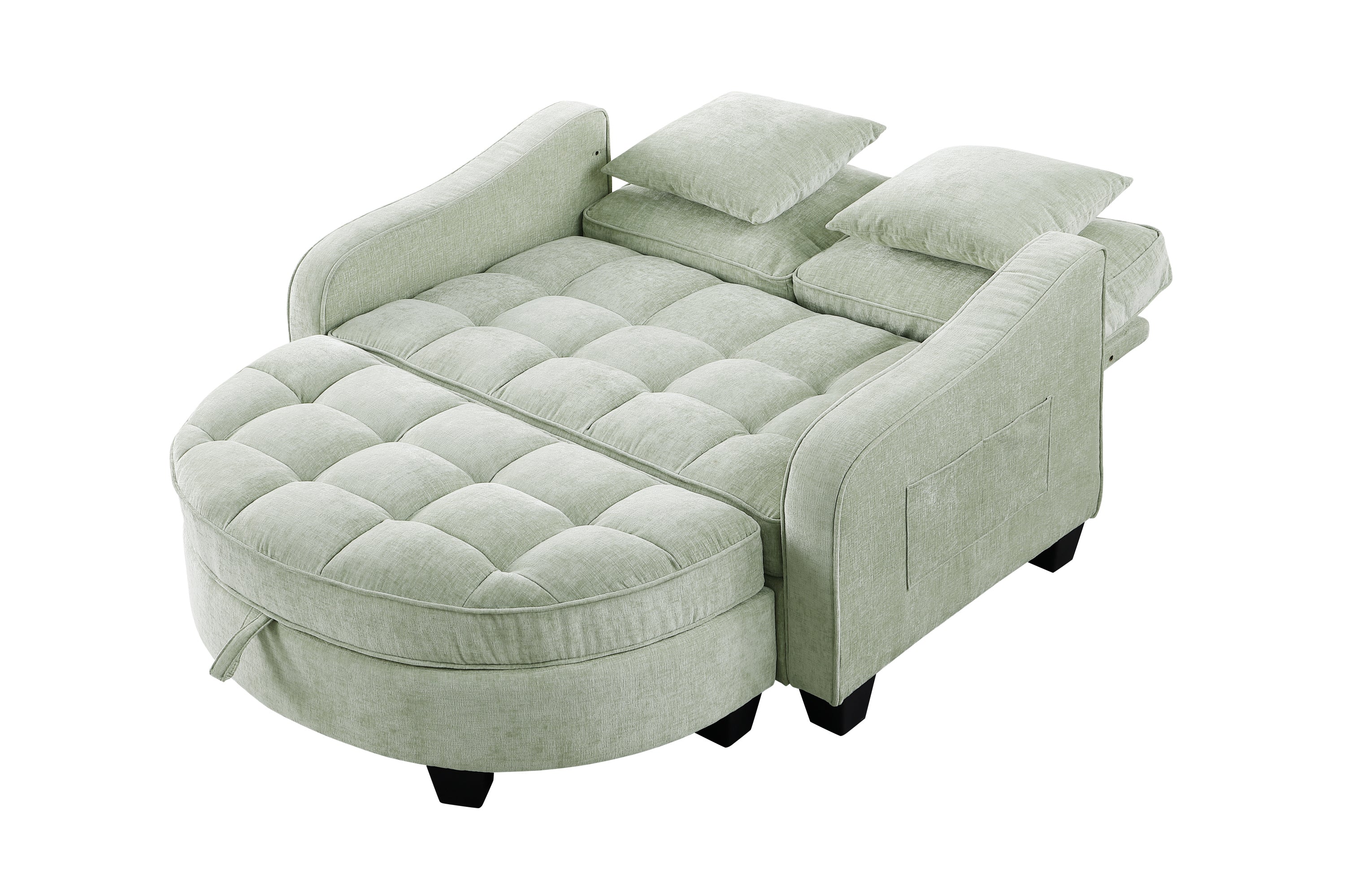 Cyan sofa chaise three-quarter view with footrest