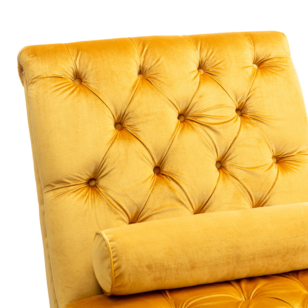 Velvet chaise lounge with acrylic feet