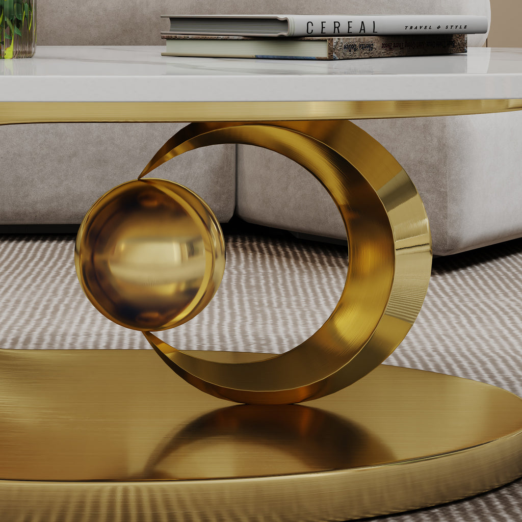 Stainless steel curved base coffee table side profile