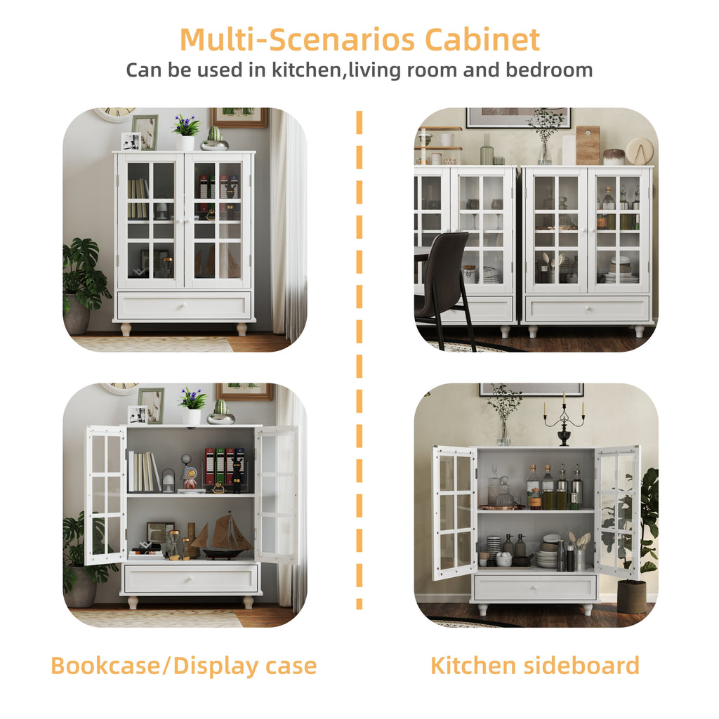 Glass door buffet cabinet dining room placement