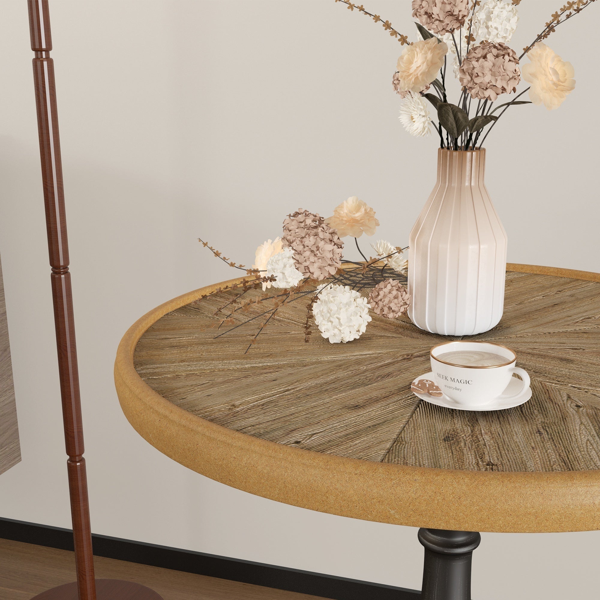 Compact round side table for small spaces