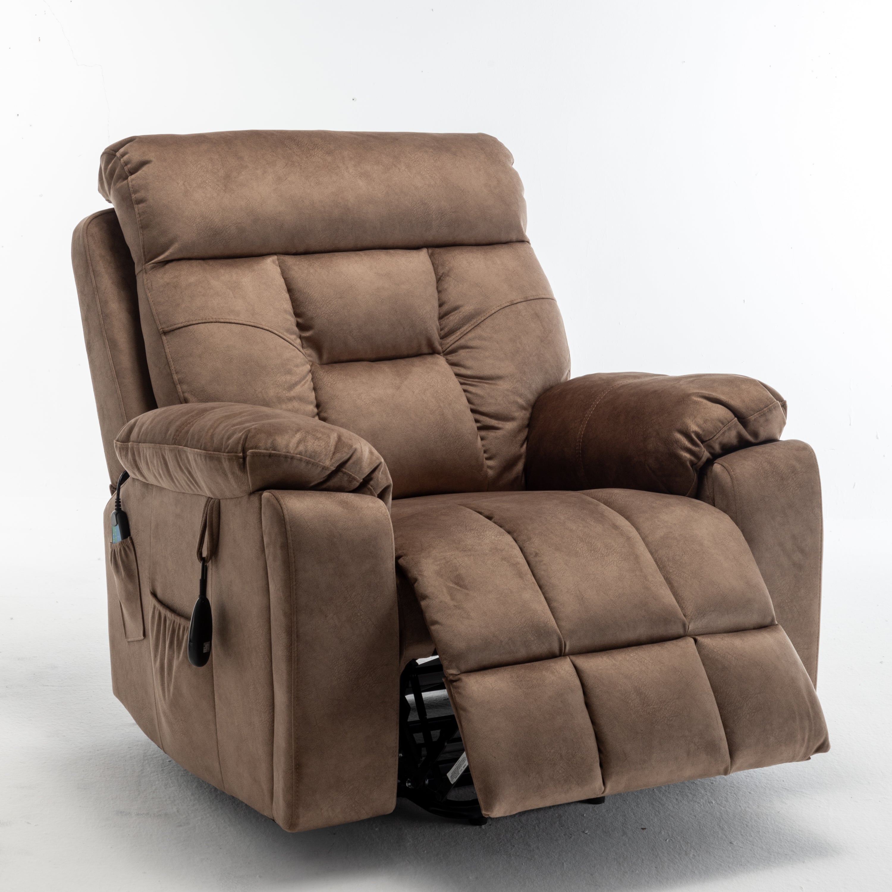 Antique brown lift recliner — senior-friendly room setting