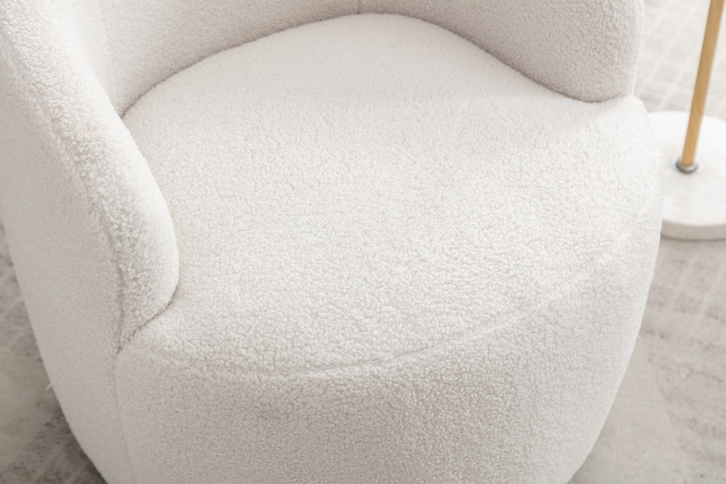 Ivory accent chair in living room setting