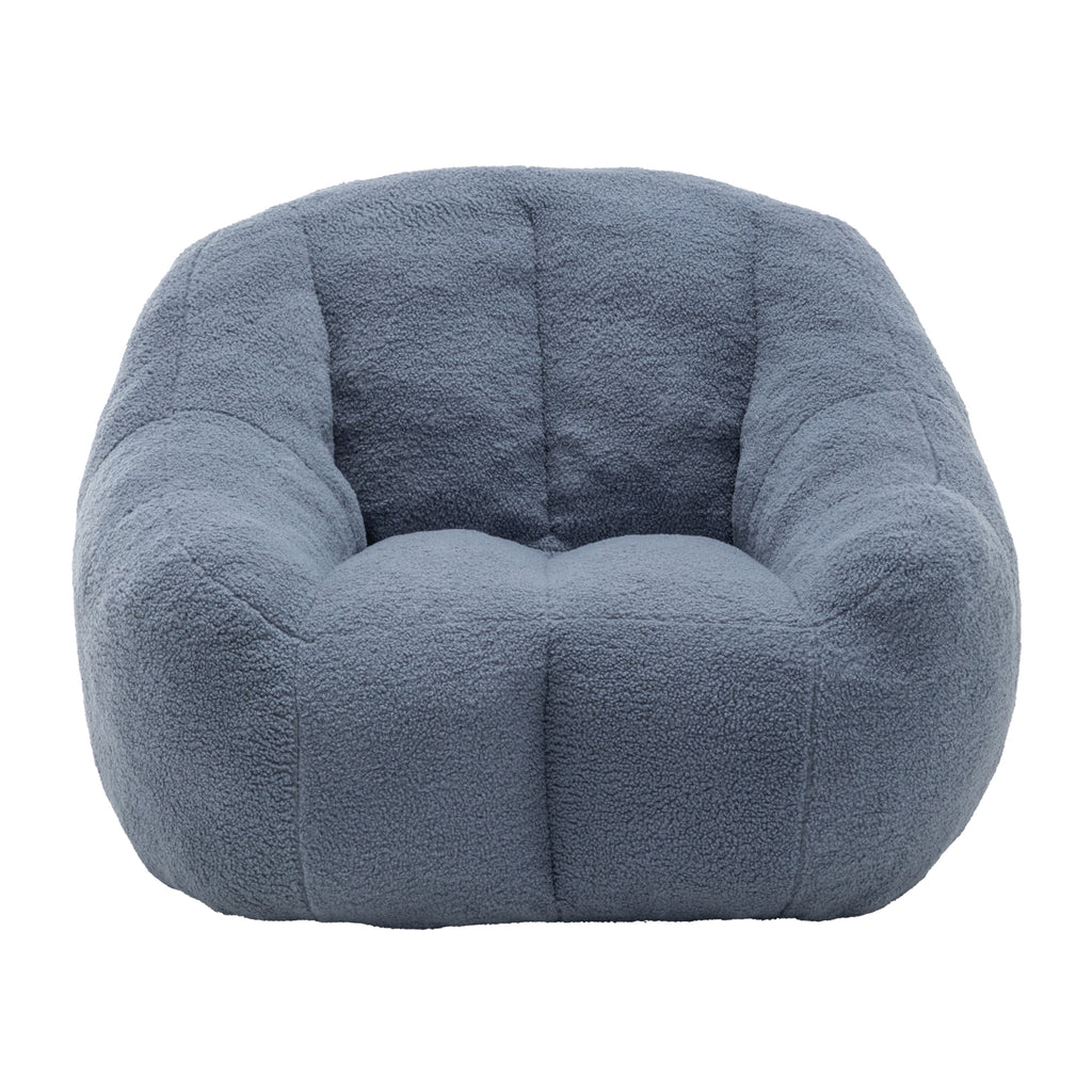 Light blue bean bag chair in game room or office
