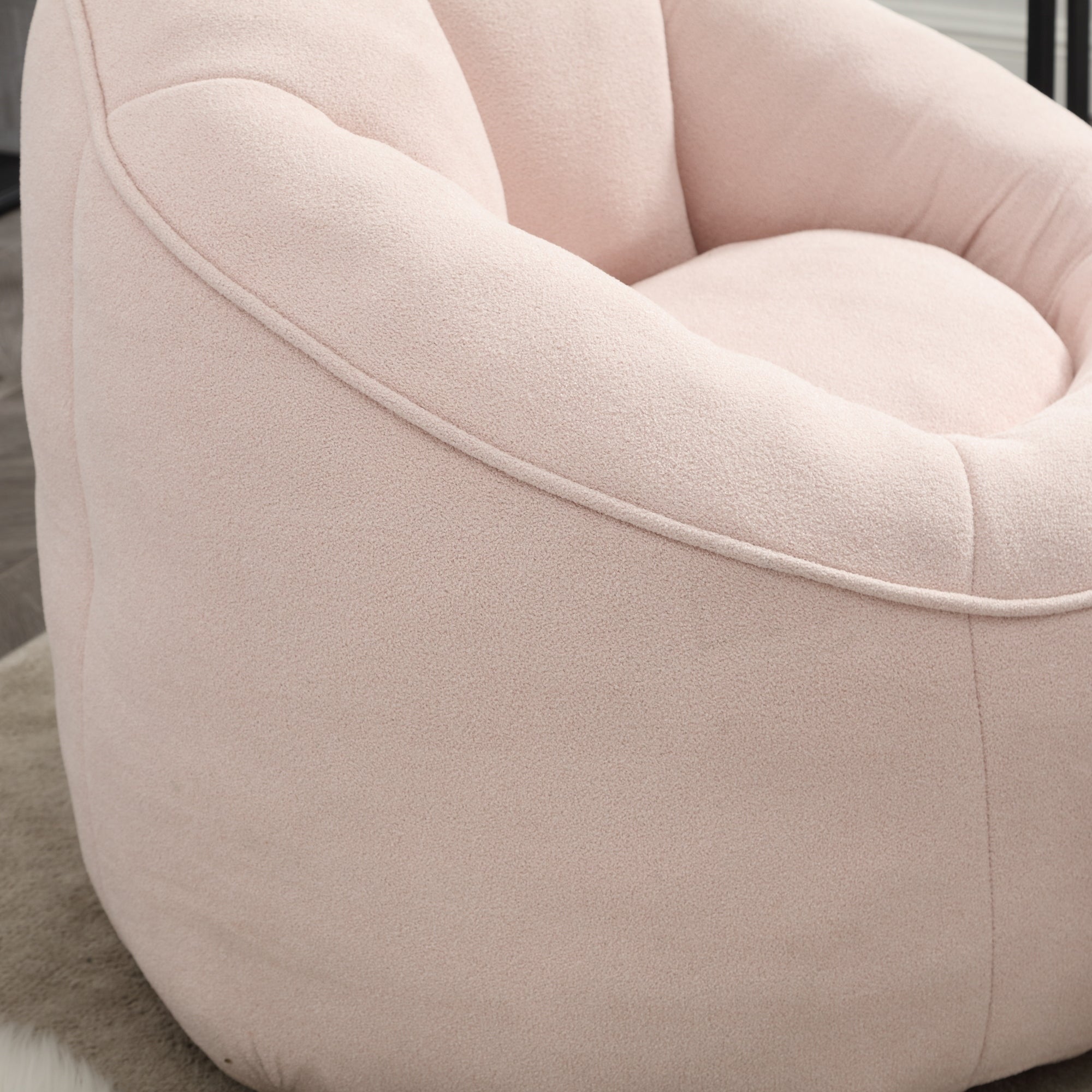 Compressed foam bean bag chair three-quarter view