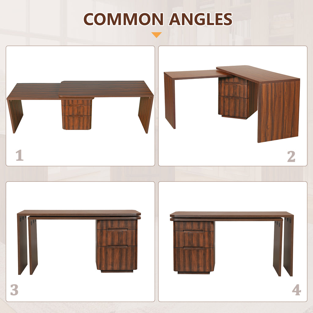 360 degree rotating executive desk at 90 degree L-shape angle
