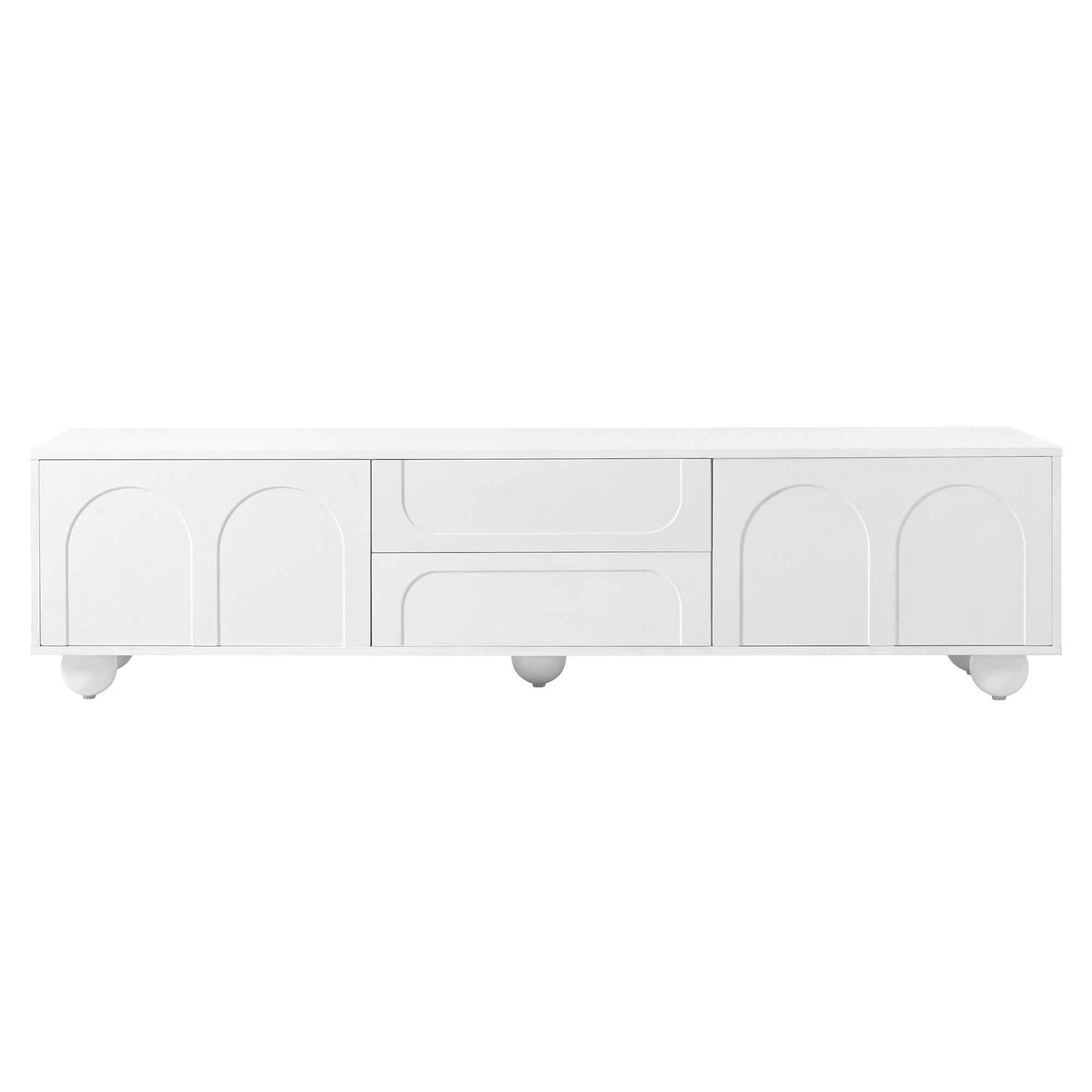 TV Stand with Arched Doors & 2 Drawers — for TVs Up to 75"