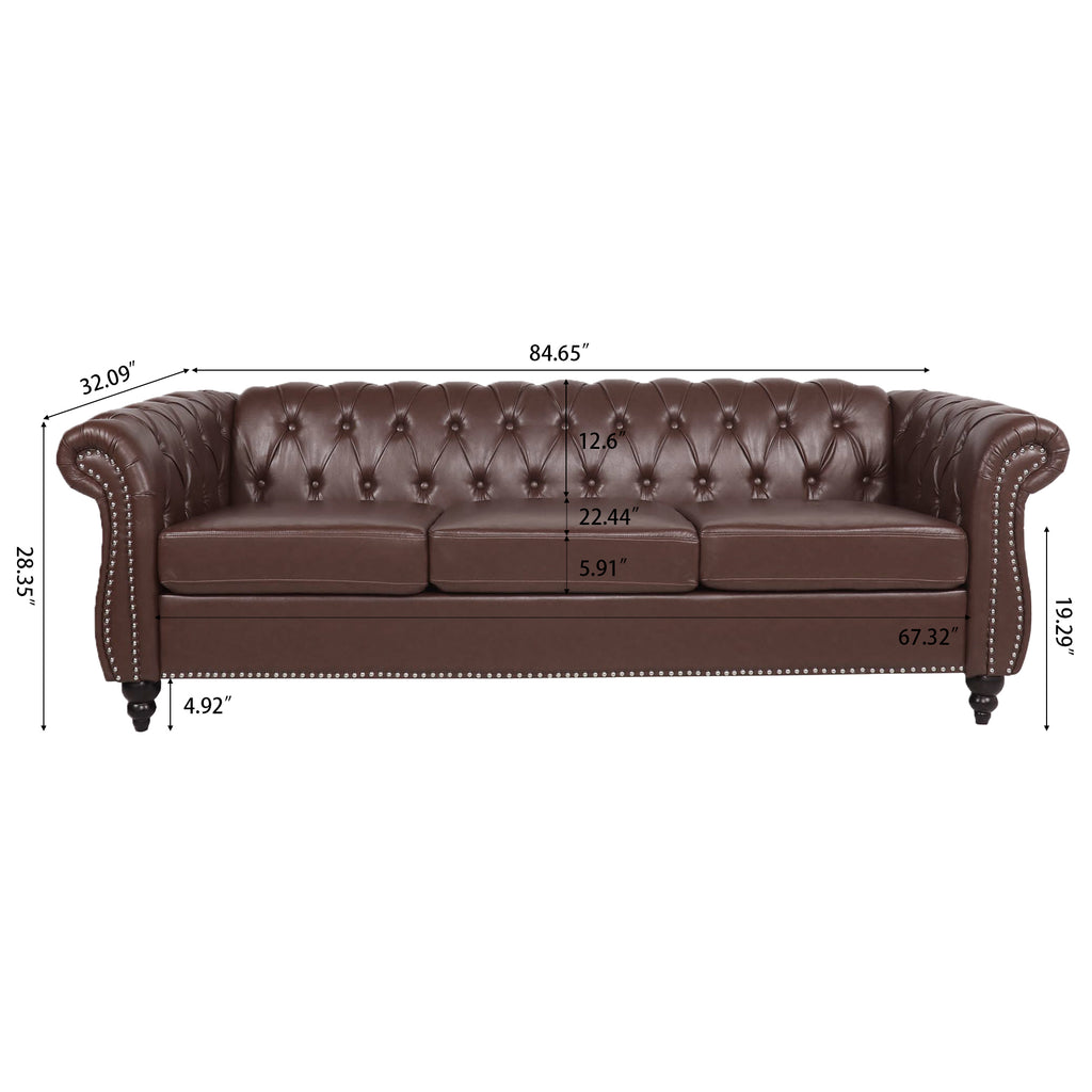 Dark brown 3-seater sofa in living room setting