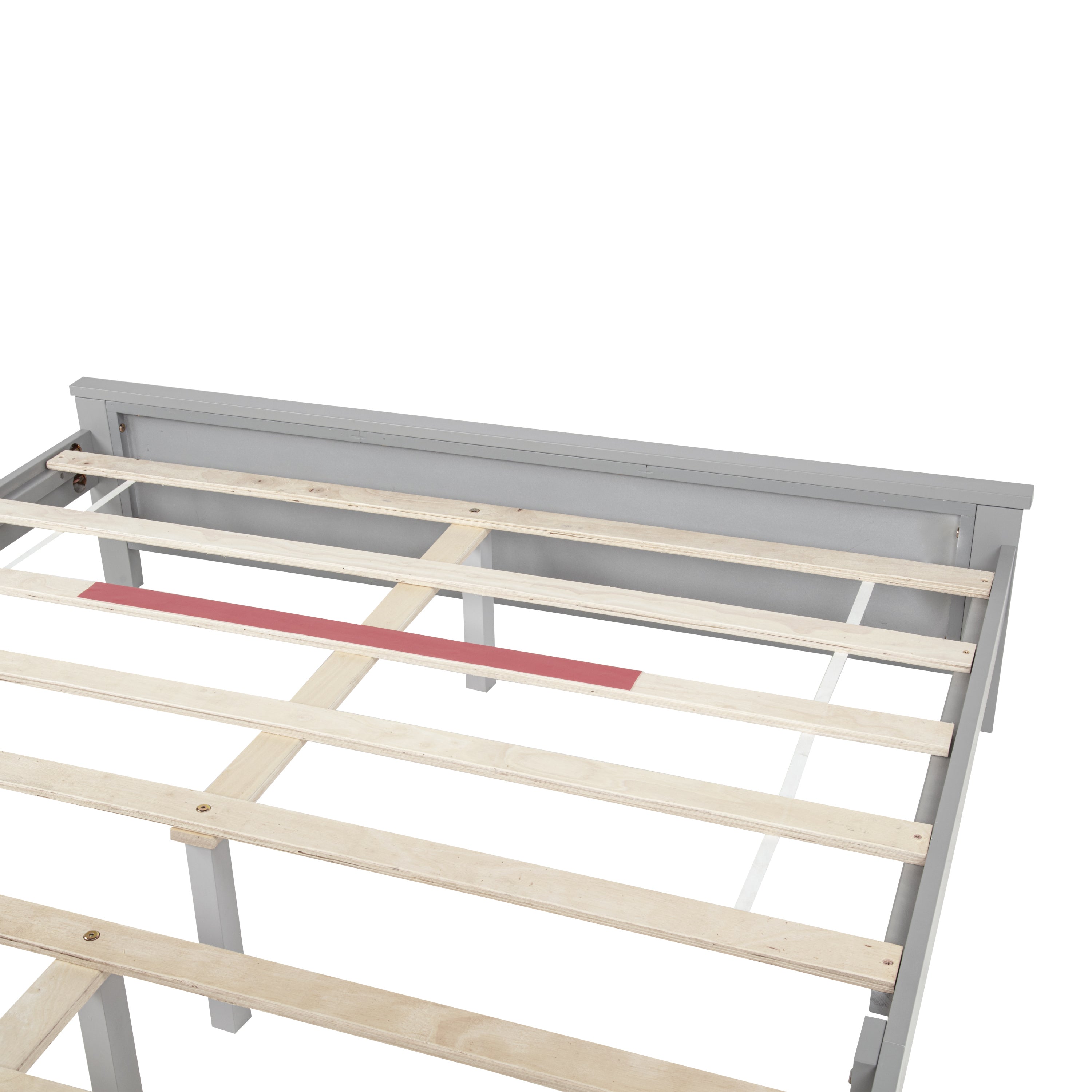 Farmhouse Style Queen Size Bed with Barn Door Designed Headboard and Footboard, Pinewood Bed with Strengthened Bed Frame ,White