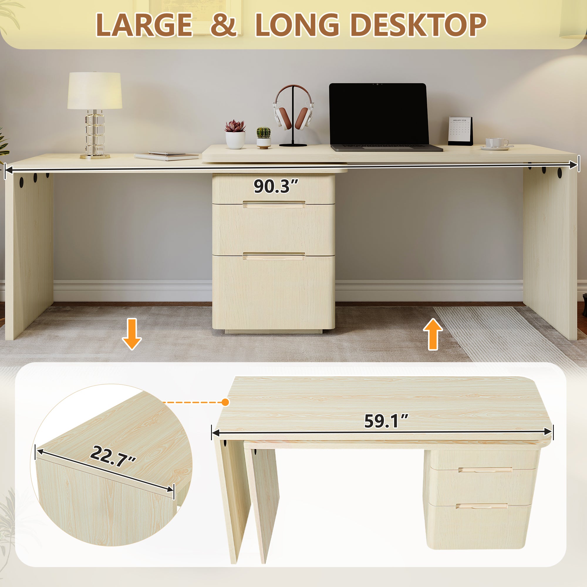 L-shaped desk at 90-degree corner angle configuration