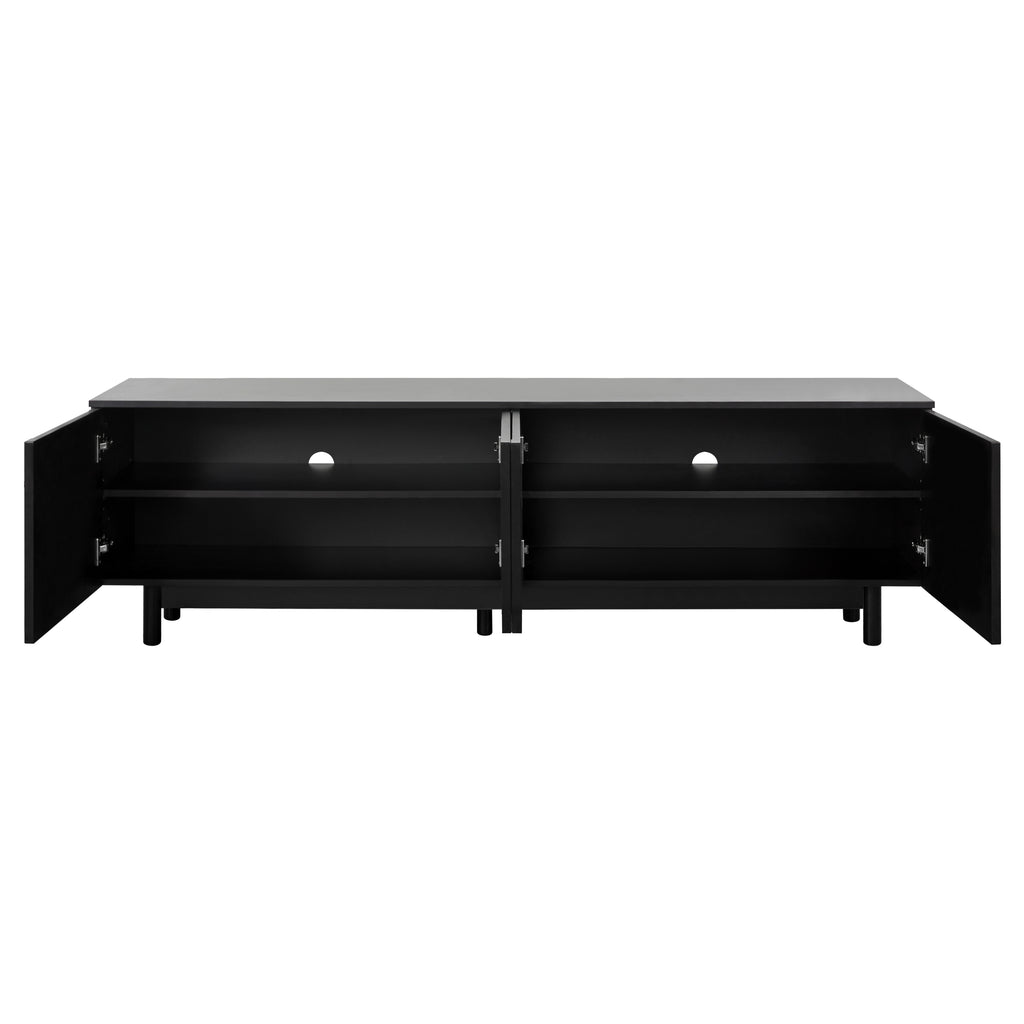 Living room black TV stand side profile