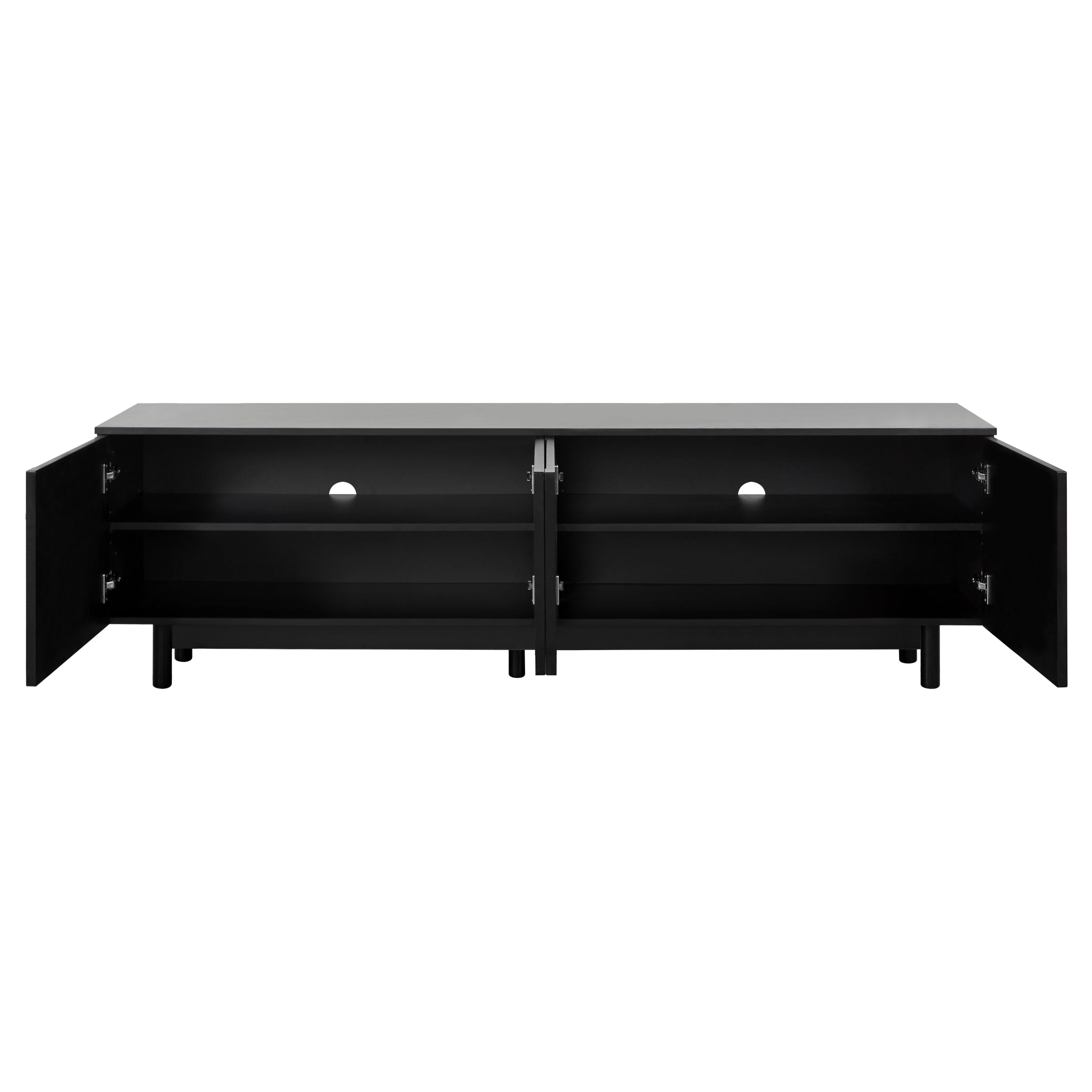 Living room black TV stand side profile