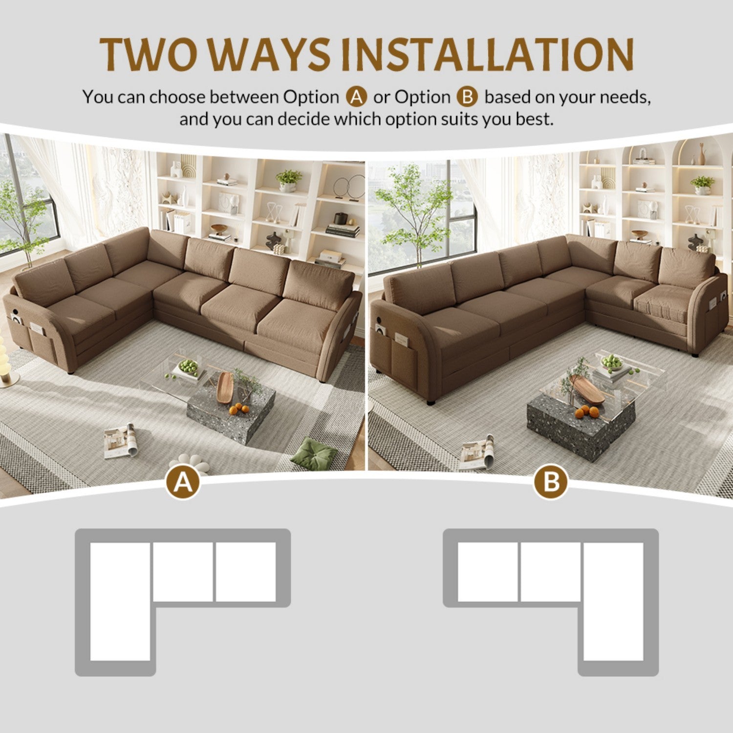 115.2' L-Shaped Sofa Couch with Pull-Out Bed,Oversize Convertible Sleeper Sofa with side Pocket & USB Port,Teddy Upholstered Sectional Couches with Convert Left/Right Facing, Light Grey