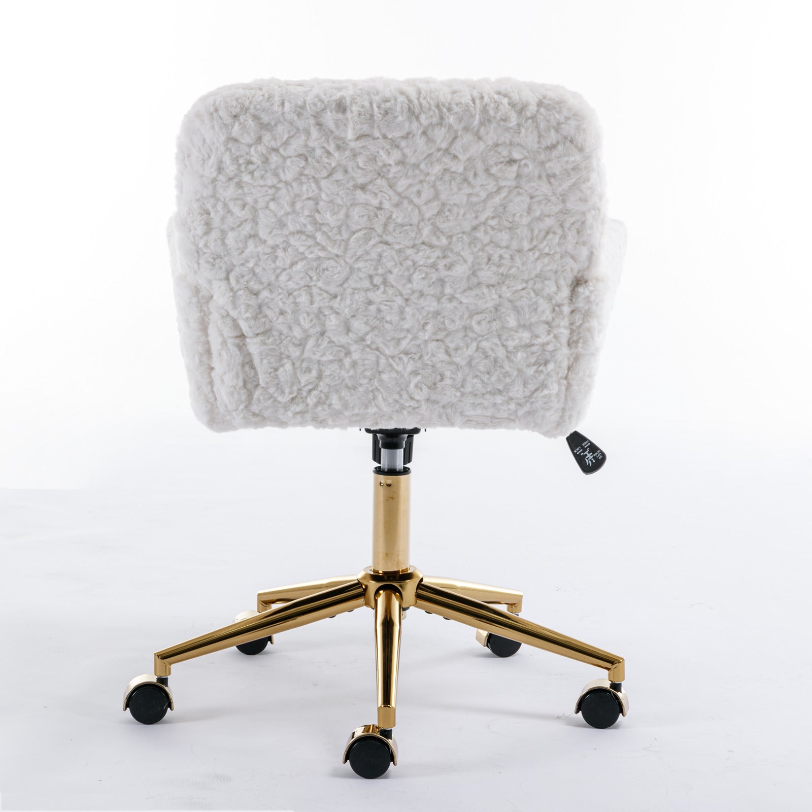 Faux Fur Office Chair — 40° Reclining with Gold Metal Base & Wheels
