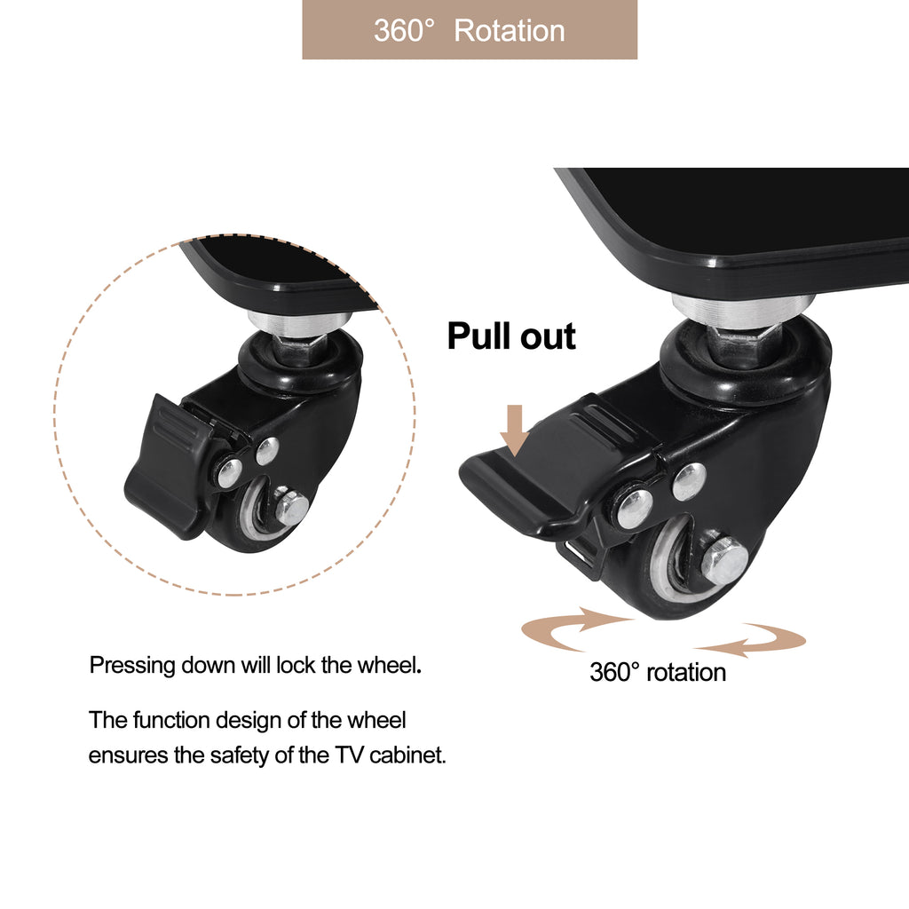 Adjustable mobile TV stand bracket lock safety detail