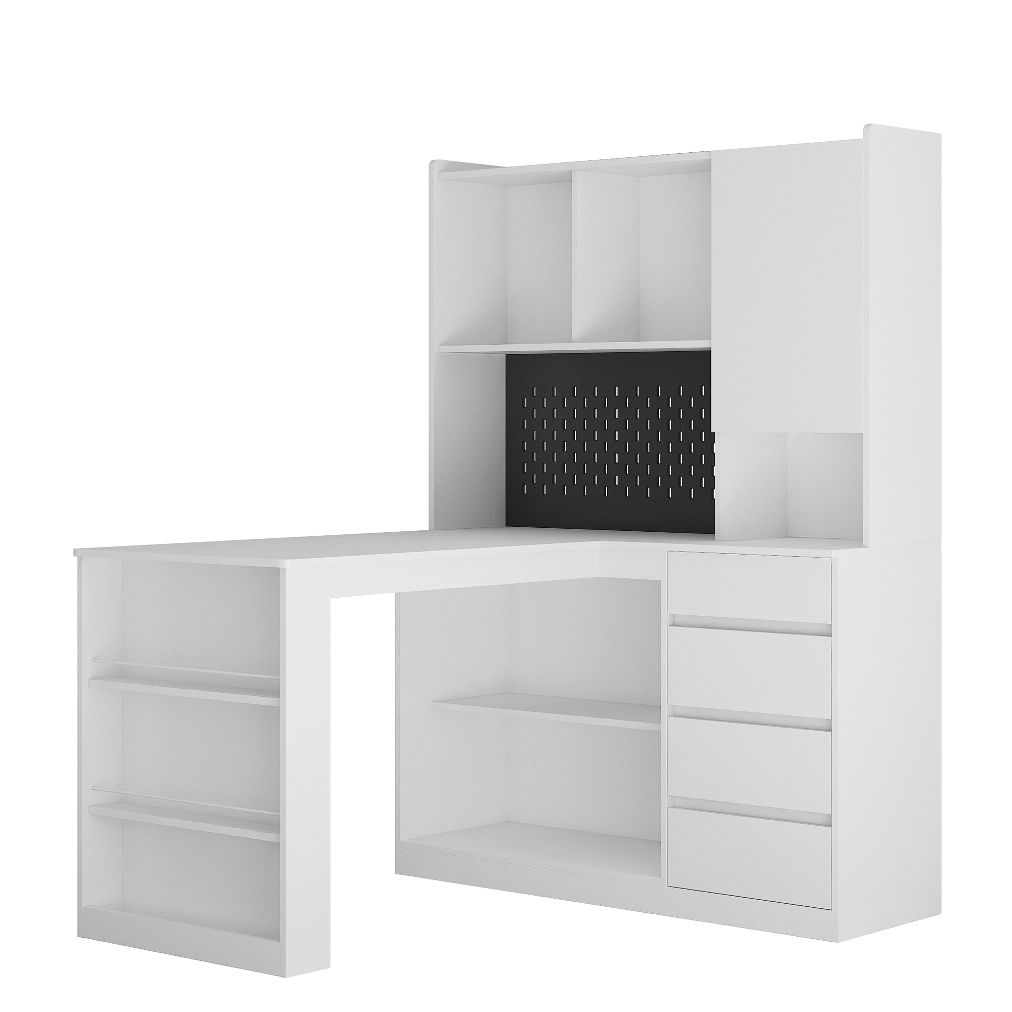 White corner desk in home office setting