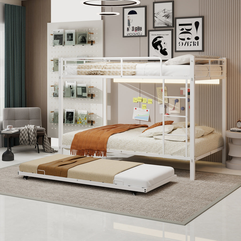 Durable Square Tube Iron Bunk Bed Featuring Safety Rails, Modern Minimalist Look, Ideal for Kids Room, Guest Room or Shared Space, Easy Assembly & Long - Lasting Performance-Queen size