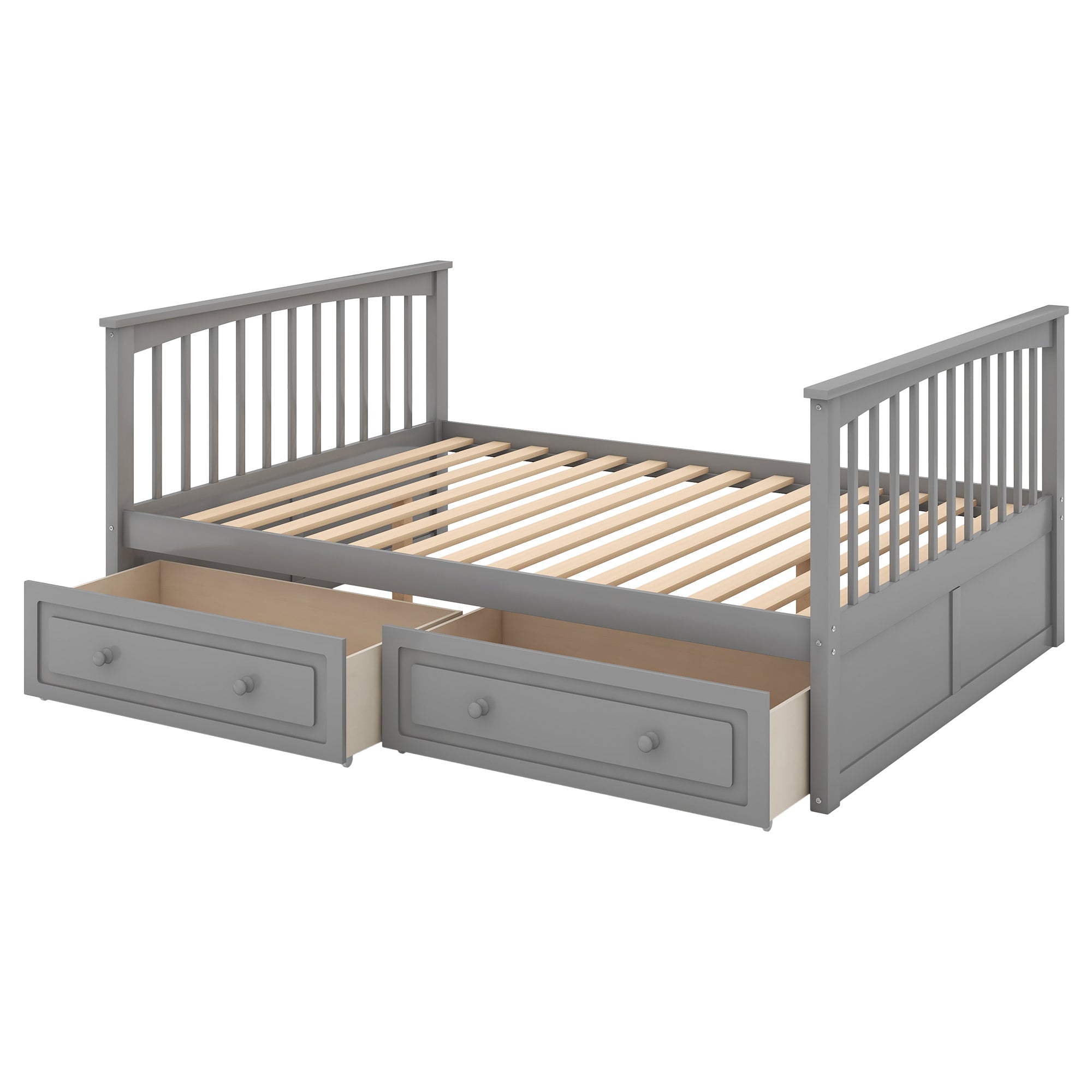 Full-over-full bunk bed ladder and upper bunk view