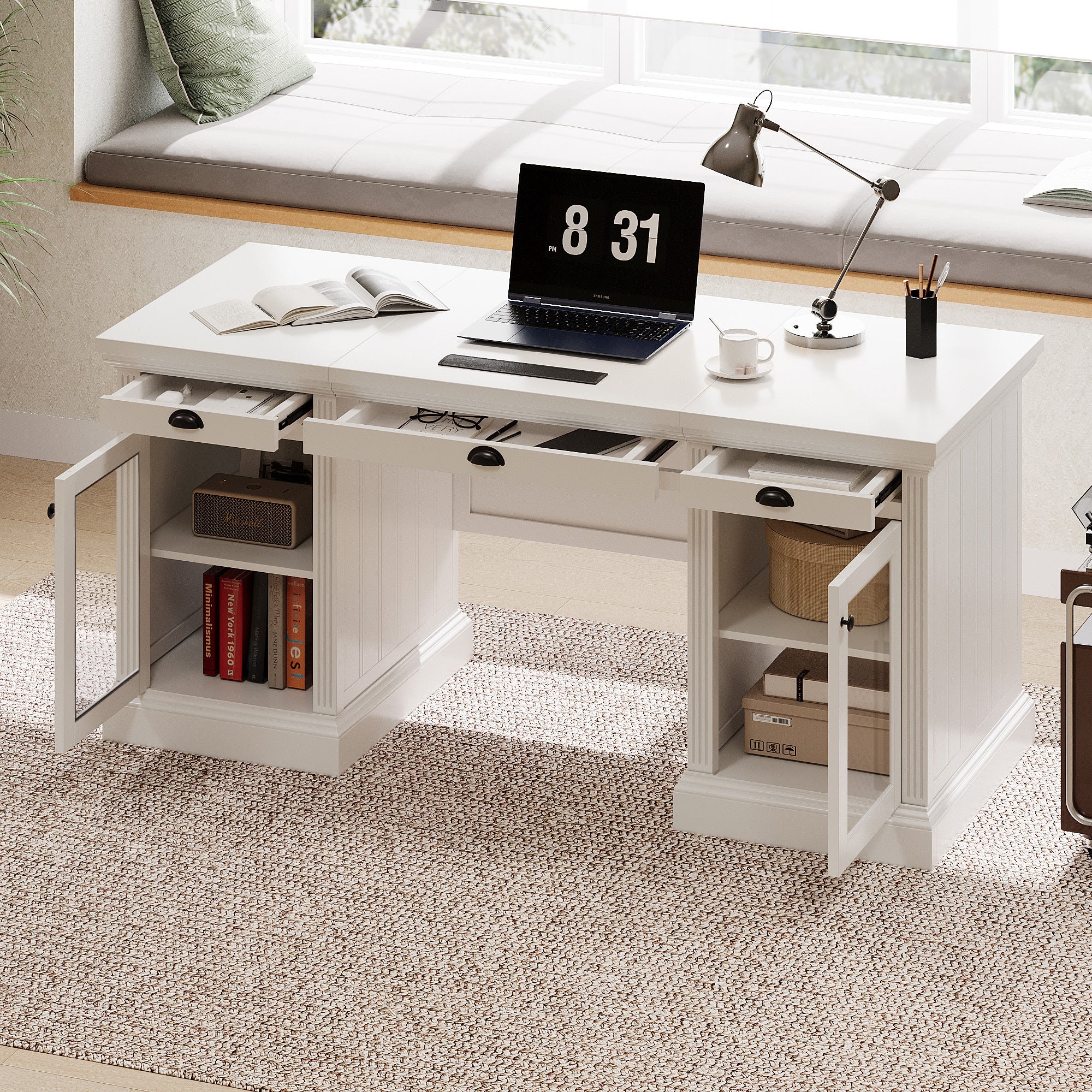 Solid wood frame and MDF white finish close-up
