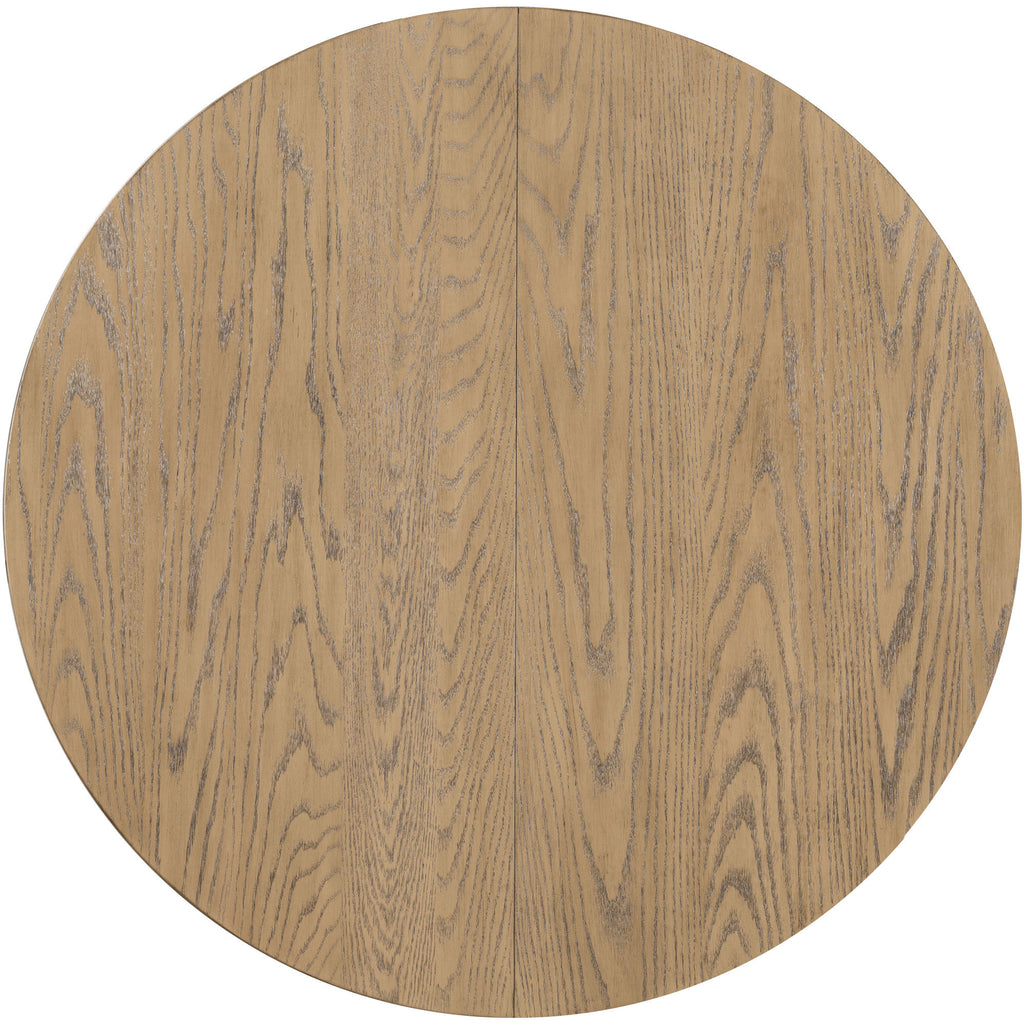 Farmhouse round extendable dining table seats six product photo