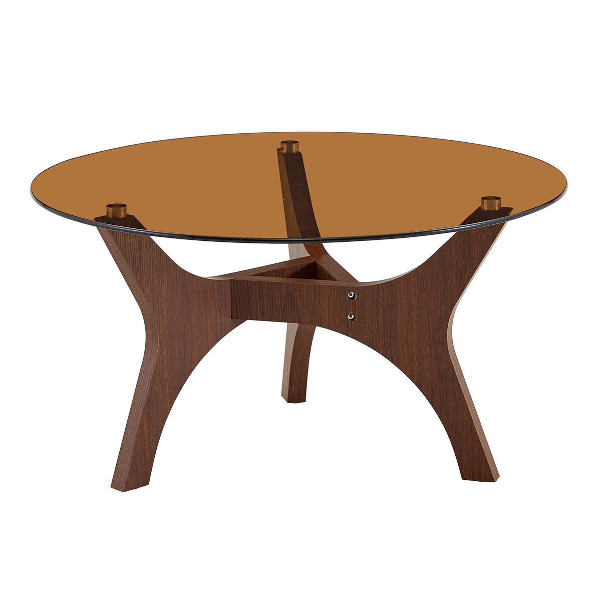 31.5' Glass Coffee Table, Mid-Century Modern Style, Ideal as a Centerpiece for Living Rooms, Bedrooms, Reception Areas, and Offices (Black Wood Grain)