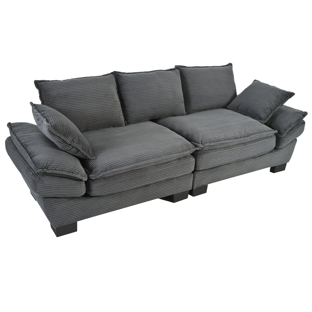 Modern curved sofa with backrest upholstery — side profile